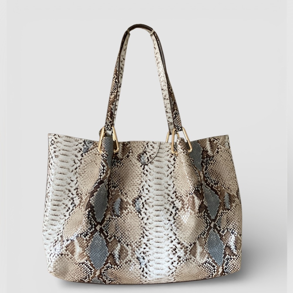 Anne Klein Women's A-Hinge Snake-Print Tote NWOT - Picture 3 of 9